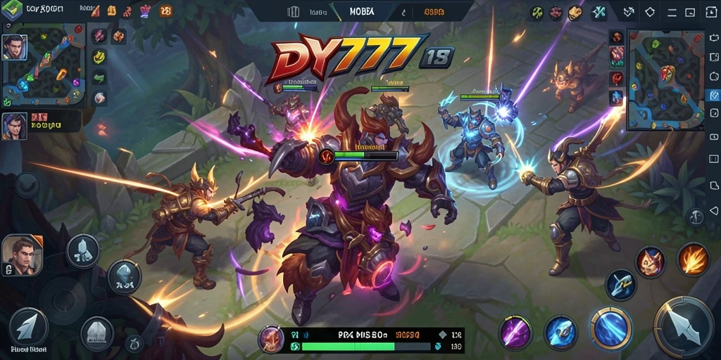 Gameplay seru di DY777 dengan aksi MOBA yang intens.