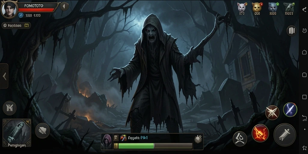 Tampilan gameplay FOMOTOTO yang mengerikan dan penuh misteri.
