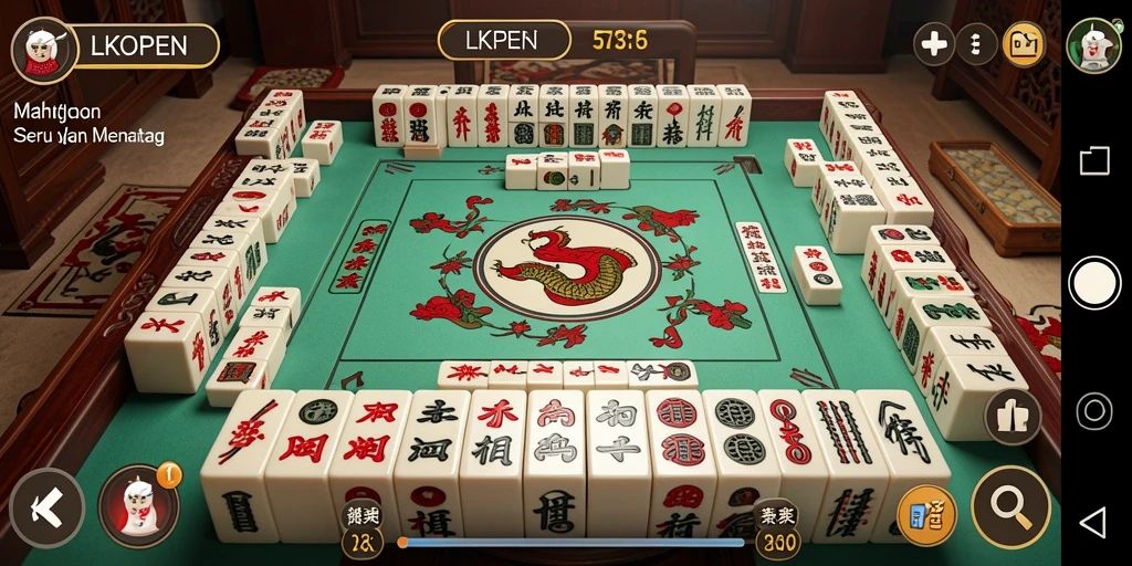 Tampilan gameplay LKOPEN yang seru dan penuh tantangan Mahjong.