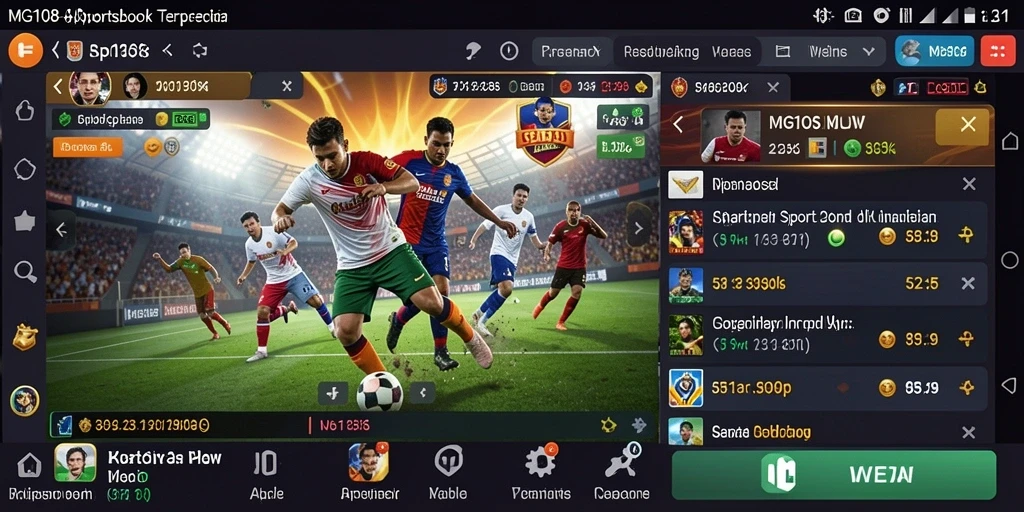 Screenshot gameplay MG108 menampilkan antarmuka Sportsbook yang intuitif.