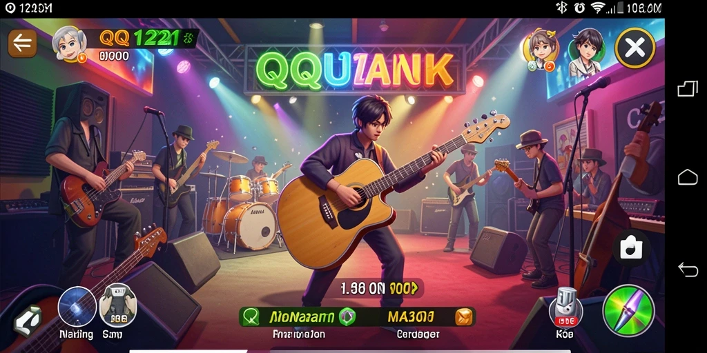 Screenshot menunjukkan pengalaman bermain musik yang menggembirakan di QQ1221.