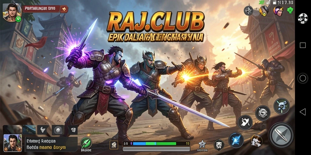 Tampilan gameplay seru RAJACLUB dengan pertarungan karakter yang mendebarkan.