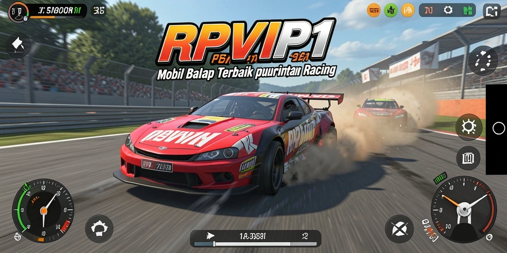 Screenshot RPVIP1 menampilkan adegan balapan yang mendebarkan dengan grafis luar biasa.
