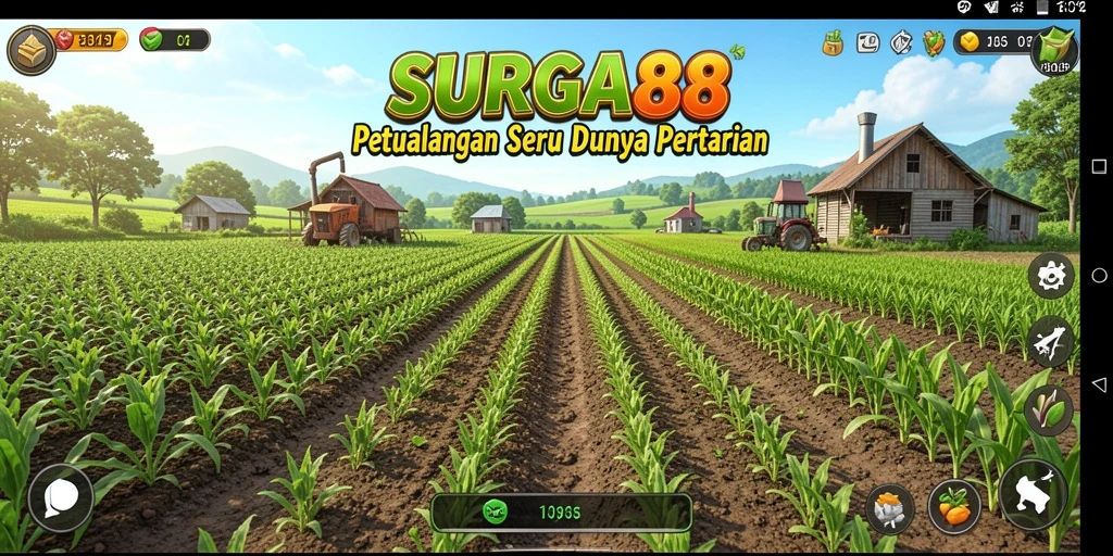 Tampilan menarik gameplay pertanian SURGA88 dengan aktivitas bertani.