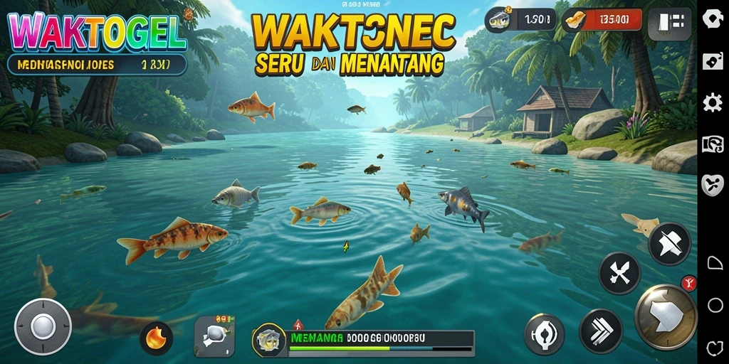 Tampilan gameplay menarik dari WAKTOGEL dengan aksi memancing yang seru.