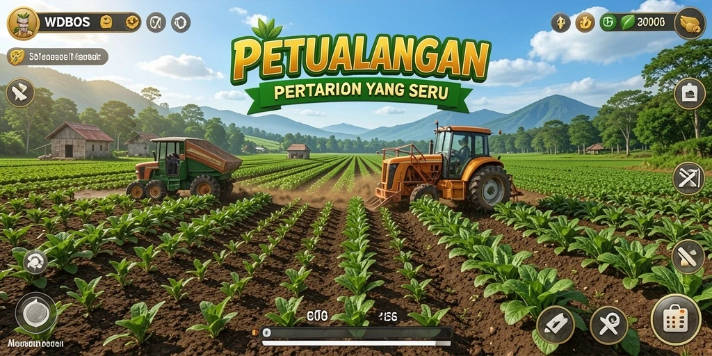 Screenshot gameplay WDBOS yang menunjukkan aktivitas pertanian yang menarik.